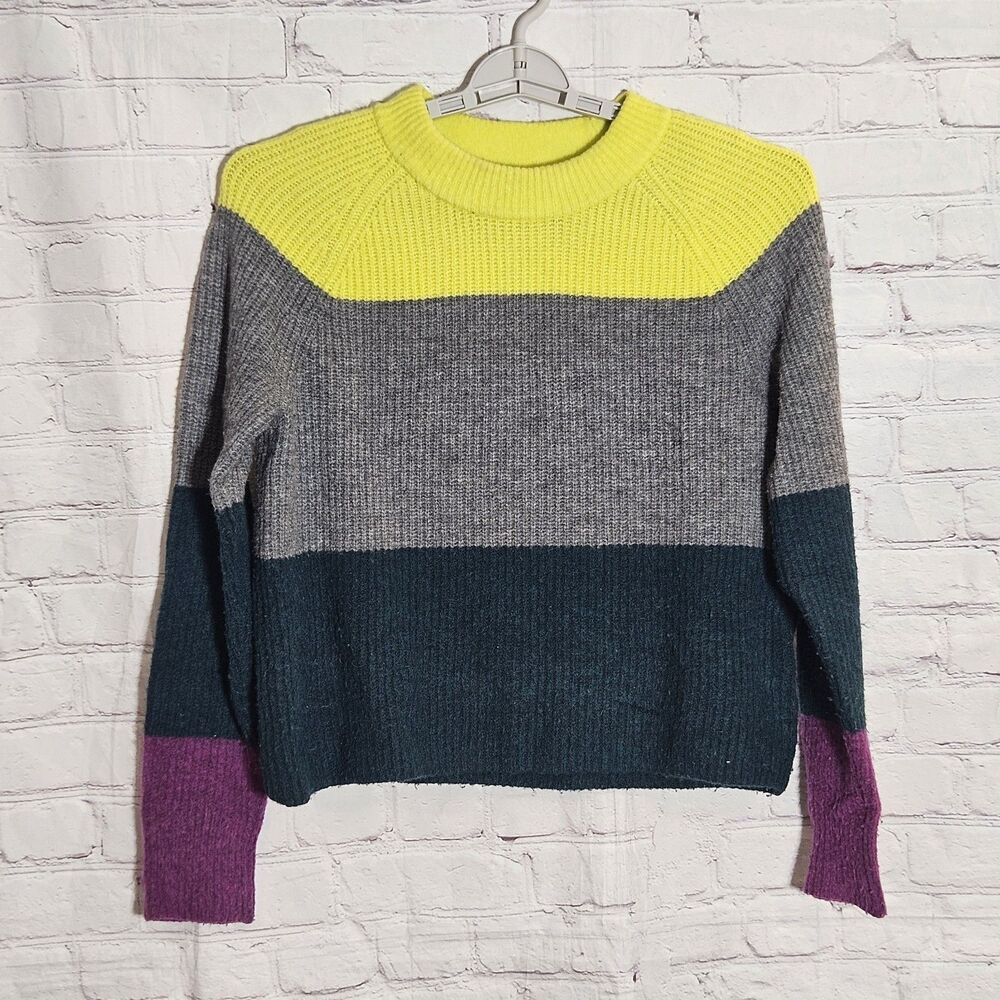 Banana Republic Women’s M Wool Blend Colorblock Striped Ribbed Sweater